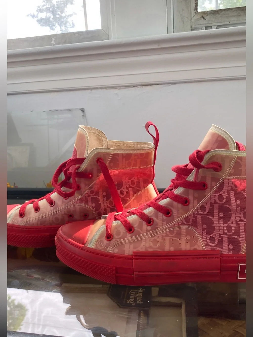 Dior Red Transparent High-Top Sneakers